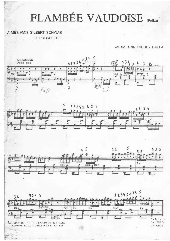 télécharger la partition d'accordéon Flambée Vaudoise (Polka) au format PDF