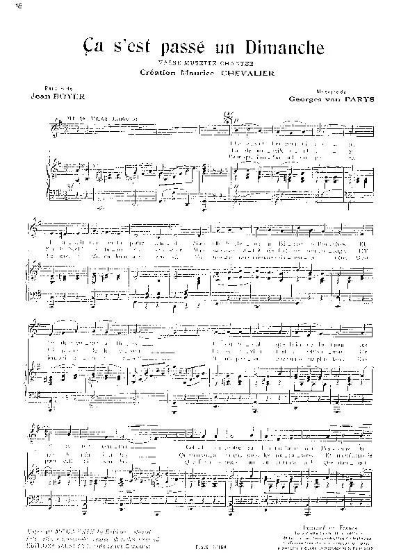 télécharger la partition d'accordéon Ça s'est passé un dimanche (Chant : Maurice Chevalier) (Valse Musette) au format PDF