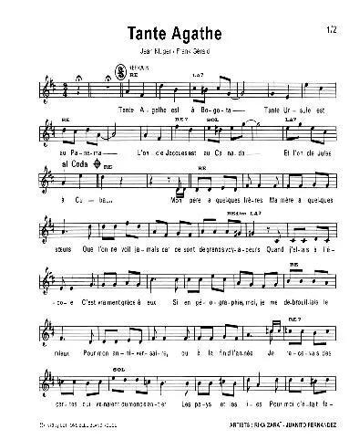 télécharger la partition d'accordéon Tante Agathe (Chant : Rika Zaraï / Juanito Fernandez) au format PDF