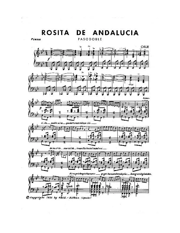 télécharger la partition d'accordéon Rosita de Andalucia (Paso Doble) (Partie : Piano Conducteur)  au format PDF