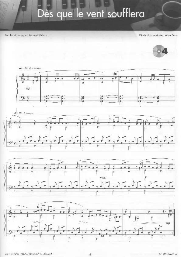télécharger la partition d'accordéon Dès que le vent soufflera (Pop Rock) au format PDF