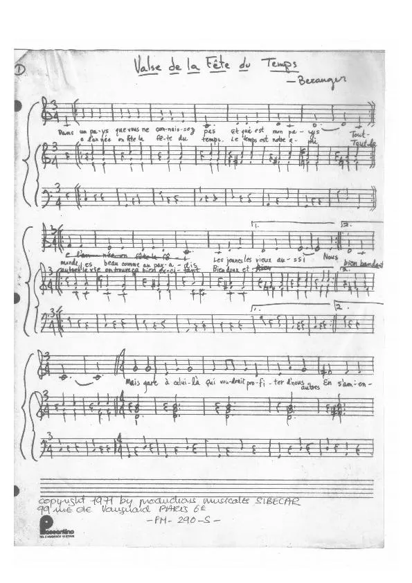 télécharger la partition d'accordéon Valse de la fête de temps (Partition Manuscrite) au format PDF