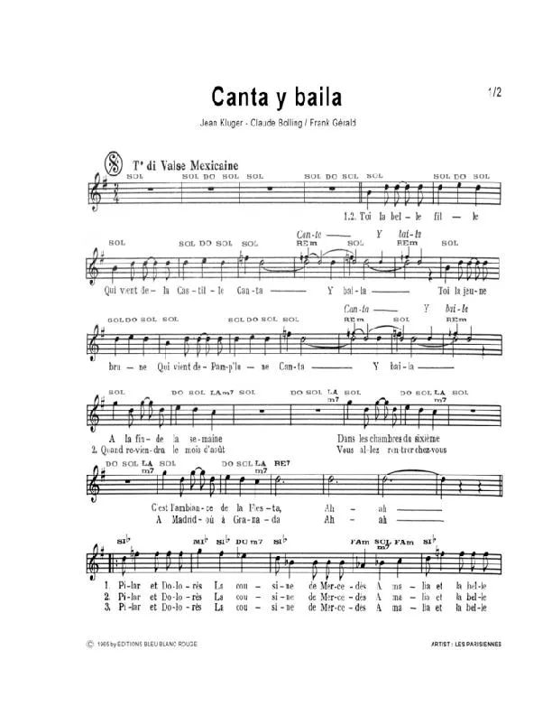 télécharger la partition d'accordéon Canta y baila (Valse Mexicaine) au format PDF