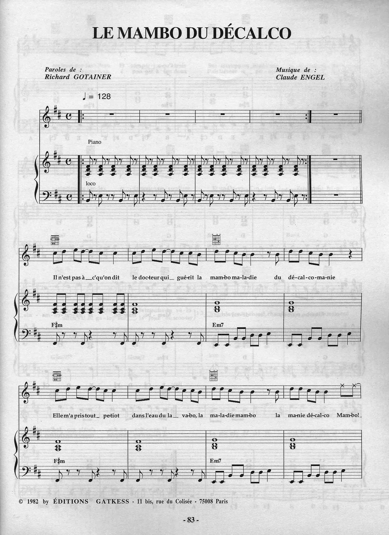 télécharger la partition d'accordéon Le mambo du décalco (Synth-Pop) au format PDF