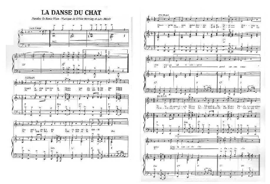 télécharger la partition d'accordéon La danse du chat (Chant : Bob Calfati et ses Cha Cha Boys) (Rock Conga) au format PDF