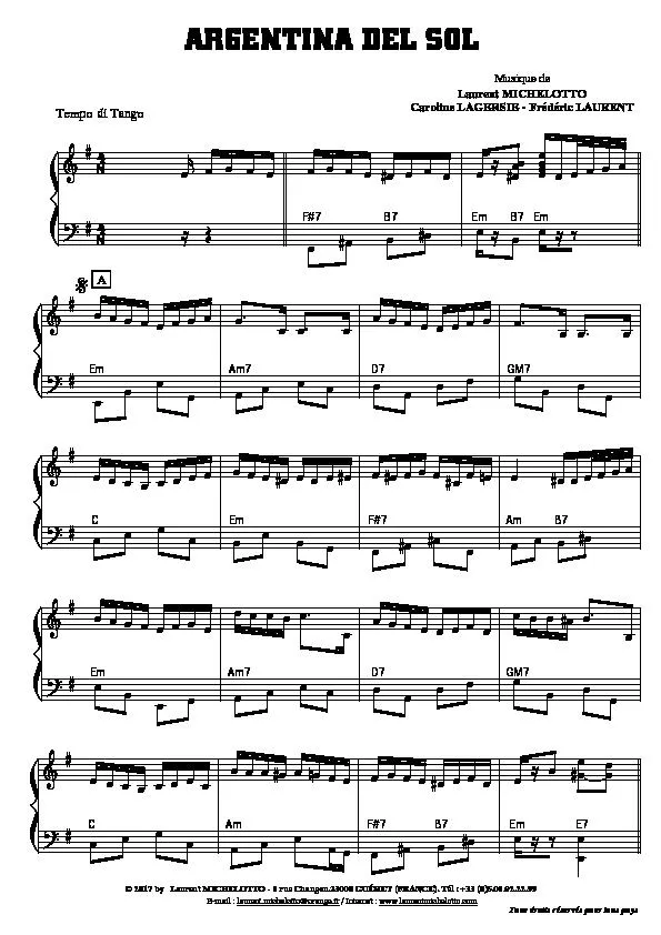 télécharger la partition d'accordéon Argentina Del Sol (Tango) au format PDF