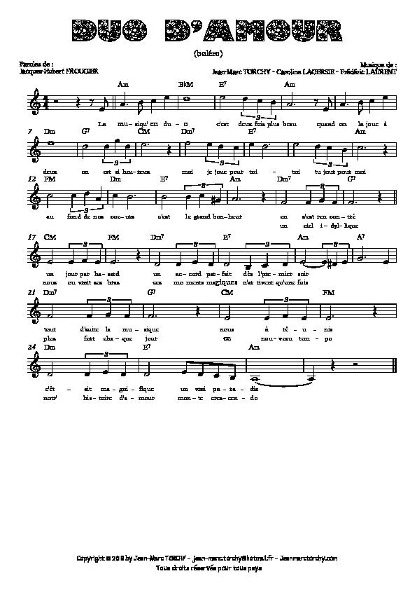 télécharger la partition d'accordéon Duo d'Amour (Boléro) au format PDF