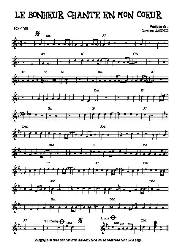 télécharger la partition d'accordéon Le bonheur chante en mon coeur (Fox Trot) au format PDF