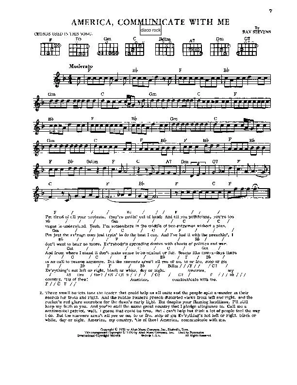 télécharger la partition d'accordéon America Communicate with me (Disco Rock) au format PDF