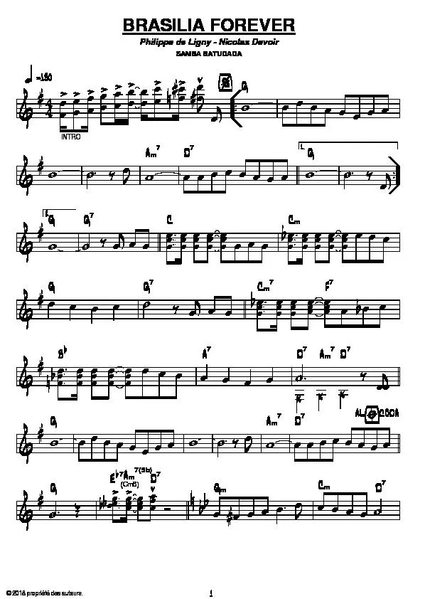 télécharger la partition d'accordéon Brasilia Forever (Samba Batucada) au format PDF