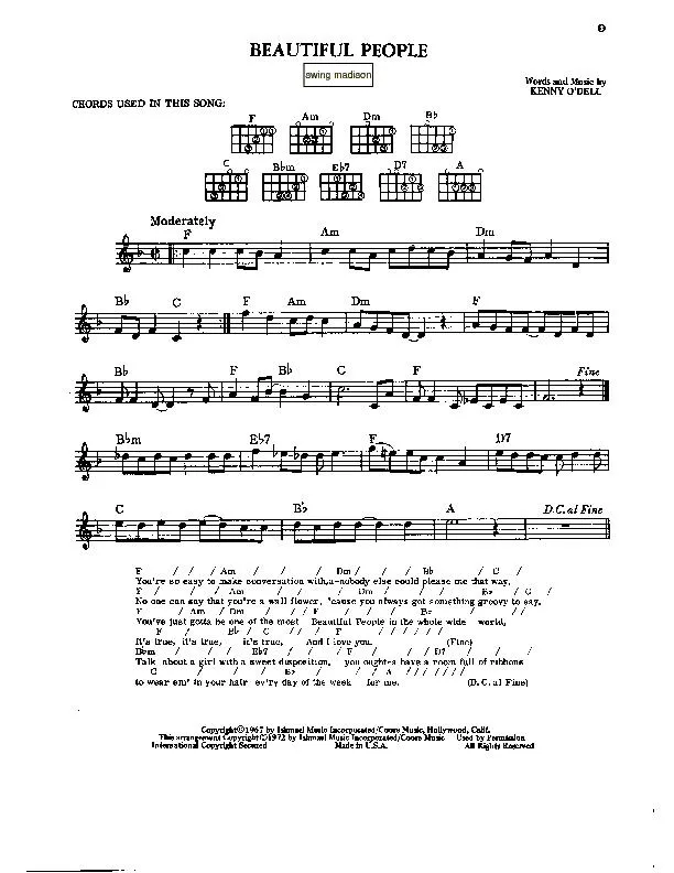 télécharger la partition d'accordéon Beautiful people (Swing Madison) au format PDF