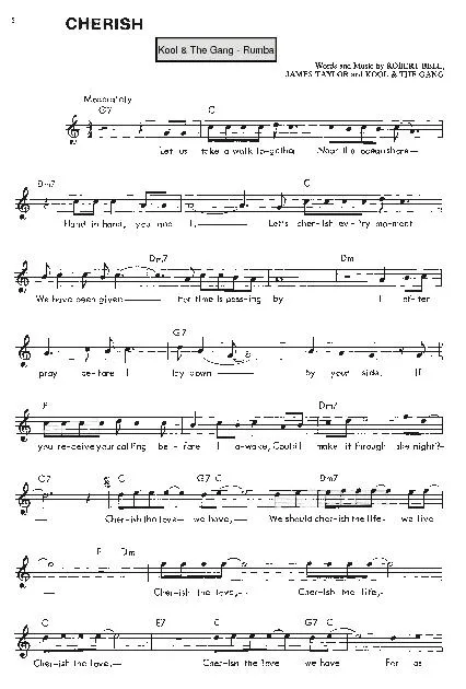 télécharger la partition d'accordéon Cherish (Interprètes : Kool & The Gang) (Rumba) au format PDF