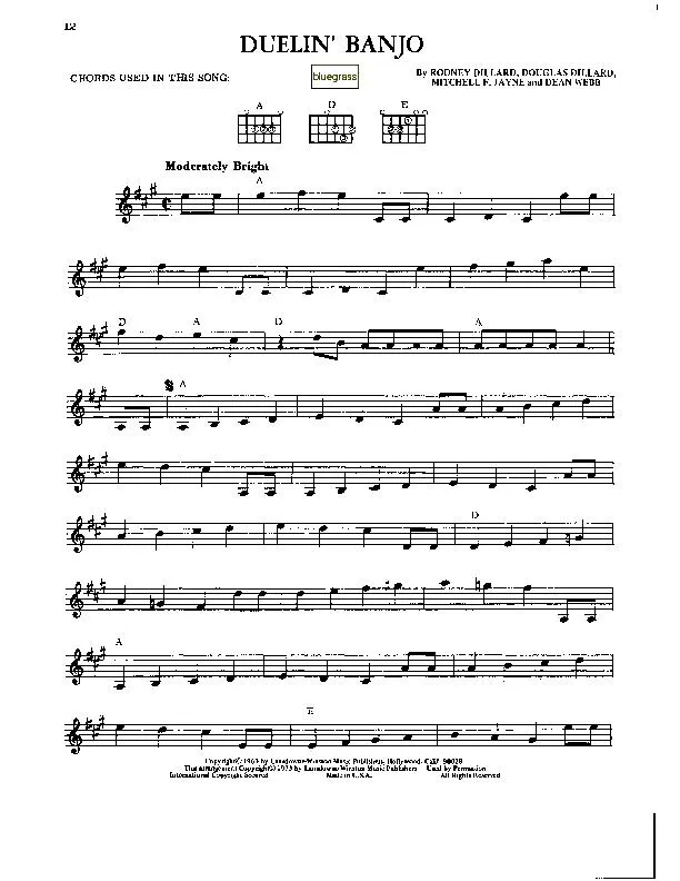 télécharger la partition d'accordéon Duelin' banjo (Bluegrass) au format PDF