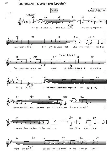 télécharger la partition d'accordéon Durham Town (The Leavin') (Rumba) au format PDF