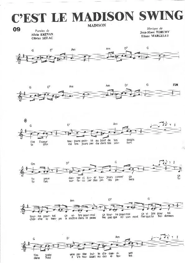 télécharger la partition d'accordéon C'est le madison swing au format PDF