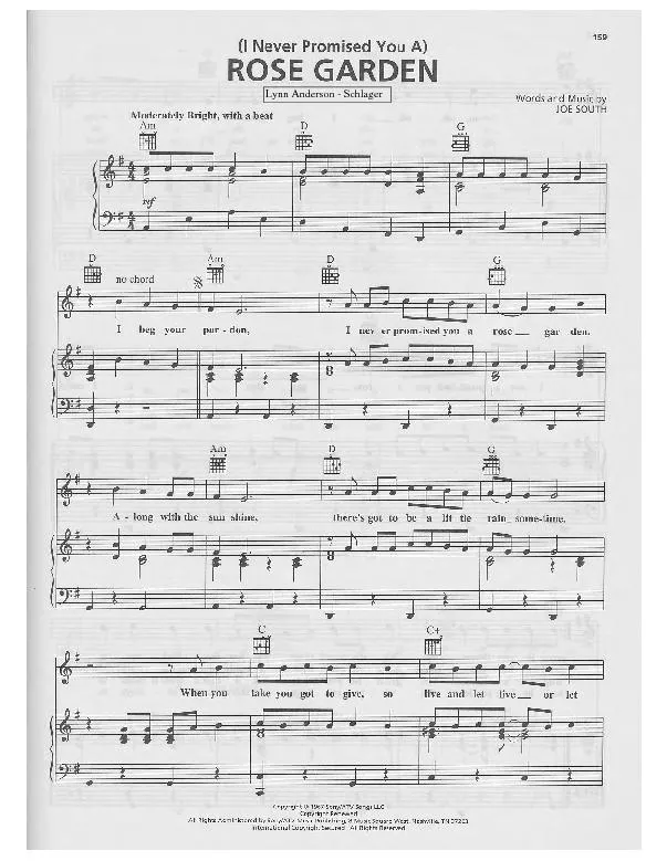 télécharger la partition d'accordéon (I never promised you a) Rose Garden (Chant : Lynn Anderson) (Schlager) au format PDF