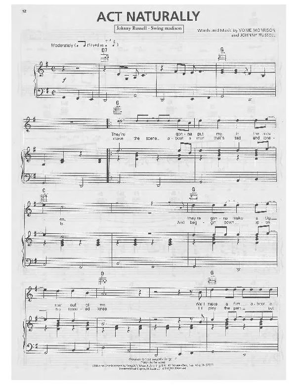 télécharger la partition d'accordéon Act naturally (Swing Madison) au format PDF