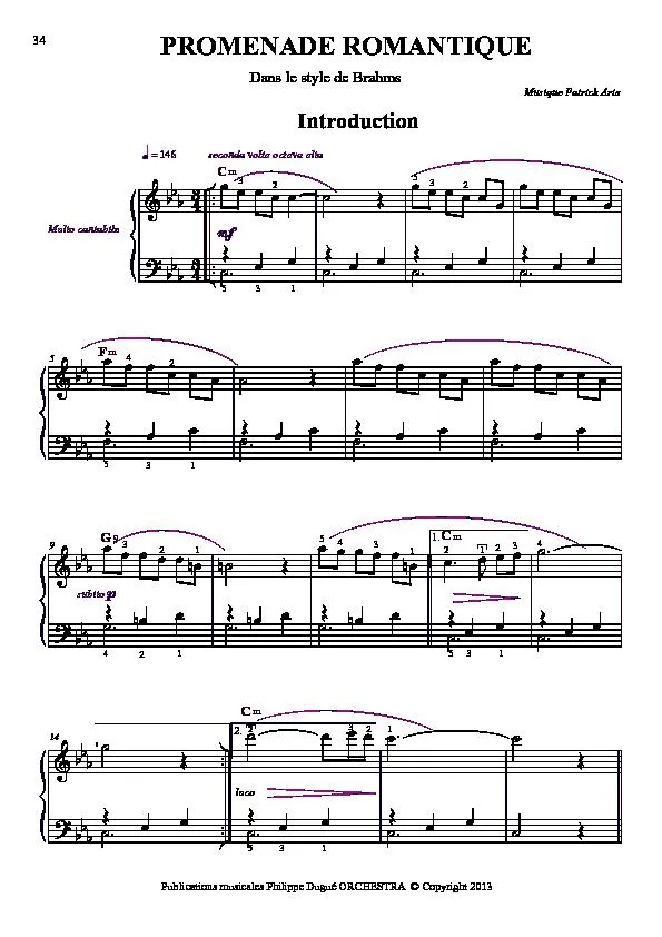 télécharger la partition d'accordéon Promenade Romantique (Dans le style de Brahms) au format PDF
