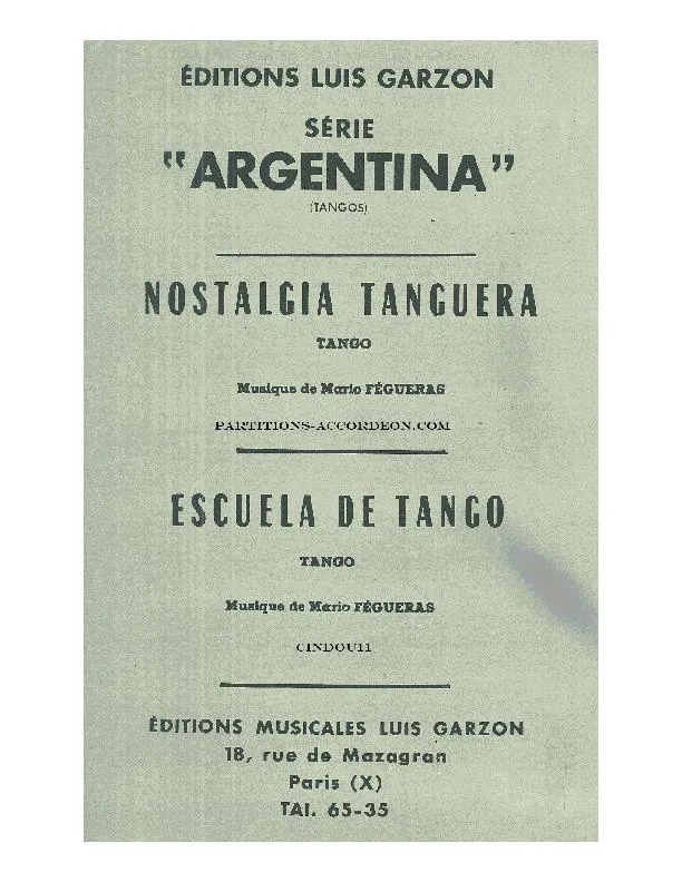 télécharger la partition d'accordéon Nostalgia Tanguera (Orchestration Complète) (Tango) au format PDF