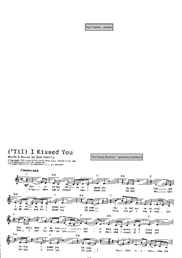 télécharger la partition d'accordéon ('Til) I kissed you (Interprètes : The Everly Brothers) (Quickstep linedance) au format PDF