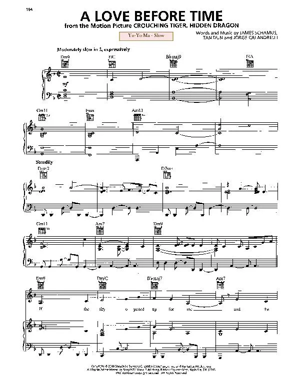 télécharger la partition d'accordéon A love before time (Du Film : Crouchin tiger Hidden dragon) (Chant : Yo-Yo Ma) (Slow) au format PDF