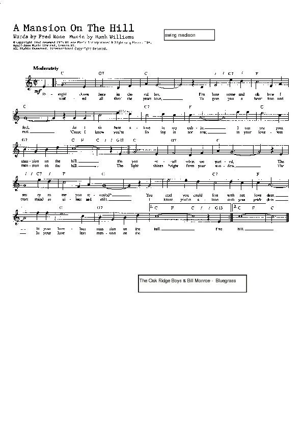 télécharger la partition d'accordéon A Mansion on the Hill (Swing Madison) au format PDF