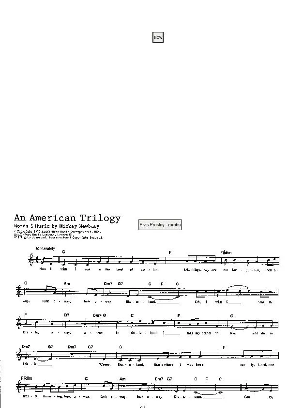 télécharger la partition d'accordéon An American Trilogy (Chant : Elvis Presley) (Rumba) au format PDF