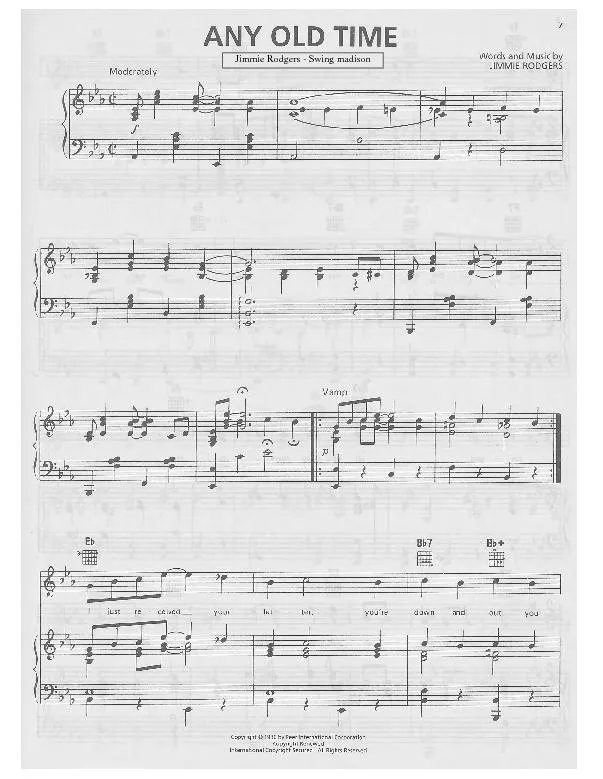 télécharger la partition d'accordéon Any old time (Swing Madison) au format PDF