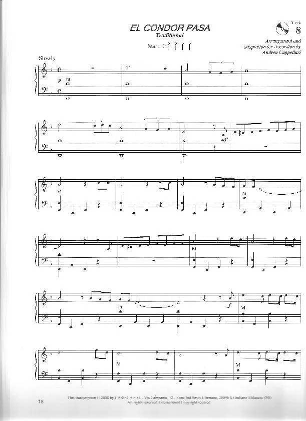 télécharger la partition d'accordéon El condor pasa (Arrangement pour accordéon de Andrea Cappellari) (Chant : Simon and Garfunkel) (Folk Rock) au format PDF