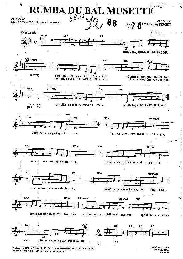 télécharger la partition d'accordéon Rumba du bal musette au format PDF