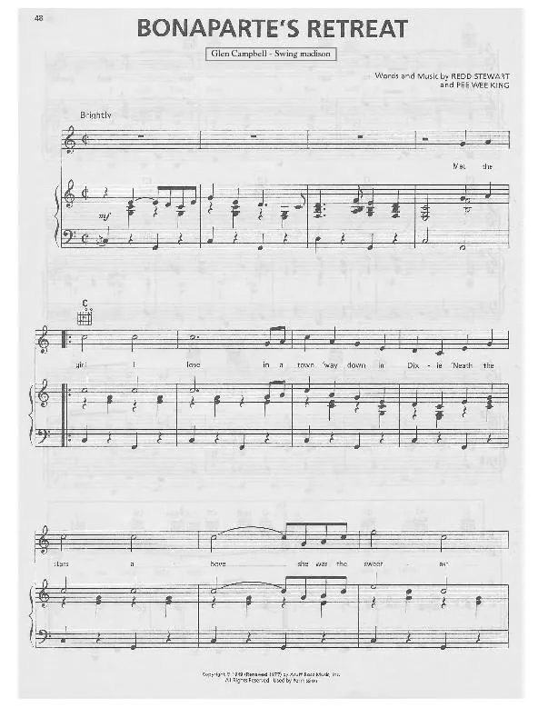 télécharger la partition d'accordéon Bonaparte's retreat (Chant : Glen Campbell) (Swing Madison) au format PDF