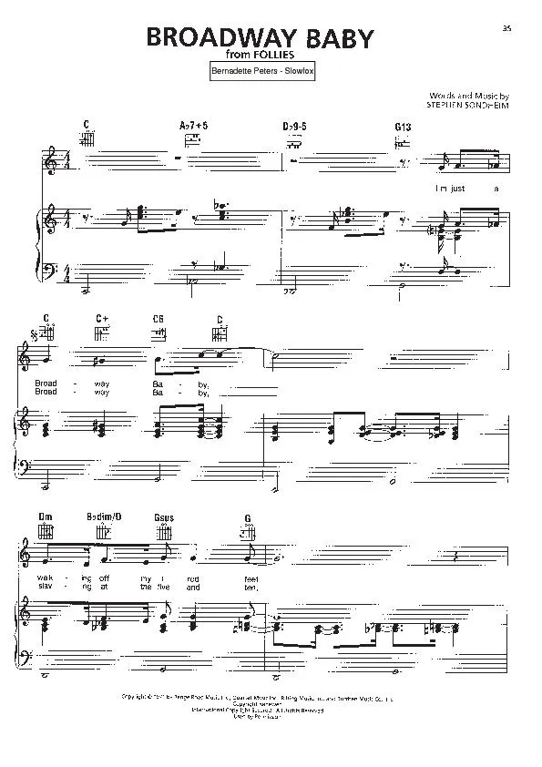 télécharger la partition d'accordéon Broadway Baby (Du Film : Follies) (Chant : Bernadette Peters) (Slow / Fox-Trot au format PDF