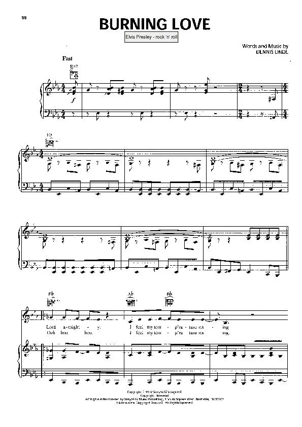 télécharger la partition d'accordéon Burning love (Chant : Elvis Presley) (Rock and Roll) au format PDF