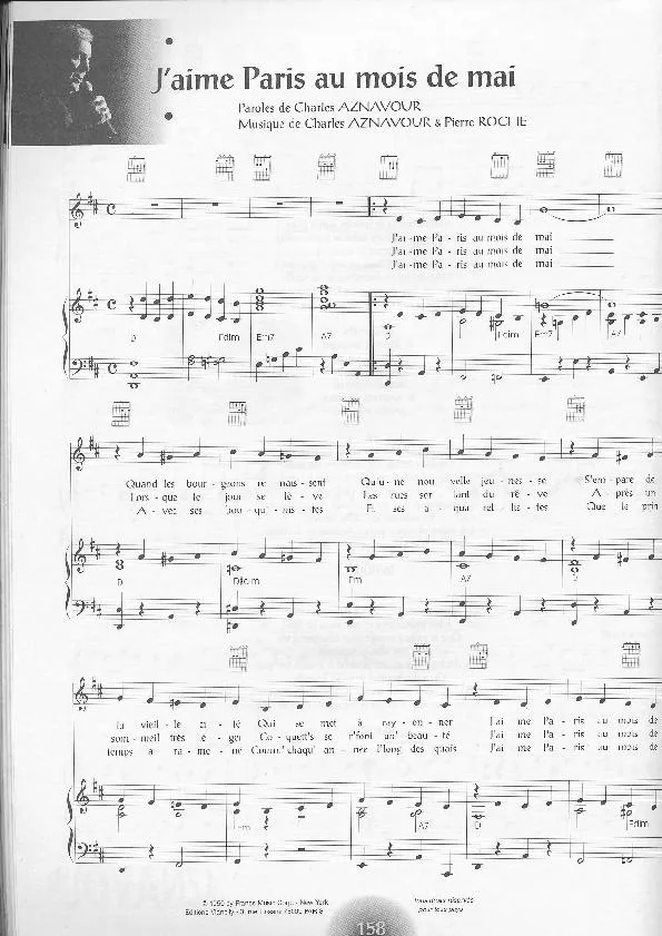 télécharger la partition d'accordéon J'aime Paris au mois de mai (Pop) au format PDF