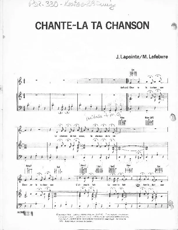 télécharger la partition d'accordéon Chante la ta chanson au format PDF