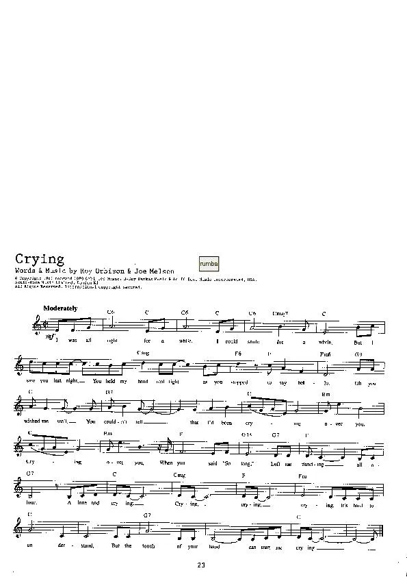 télécharger la partition d'accordéon Crying (Rumba) au format PDF