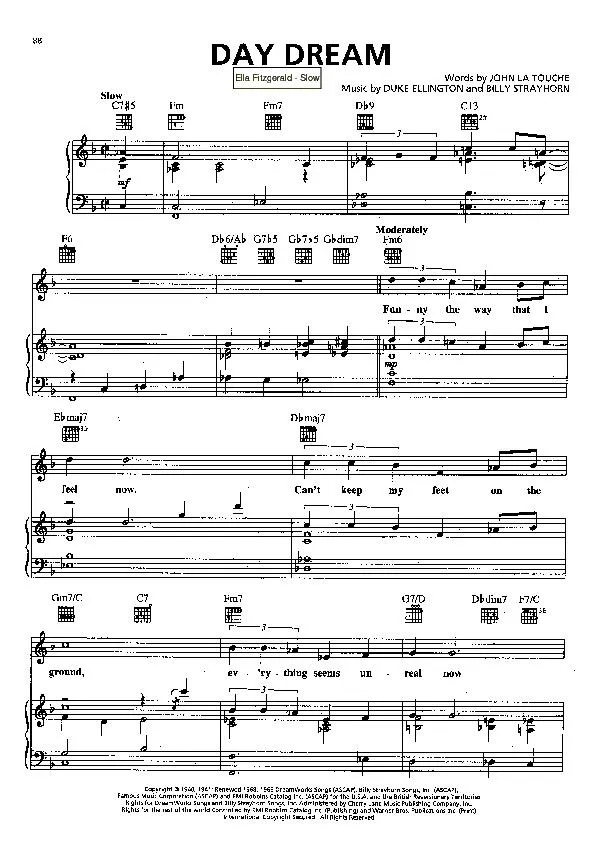 télécharger la partition d'accordéon Day dream (Chant : Ella Fitzgerald) (Slow) au format PDF