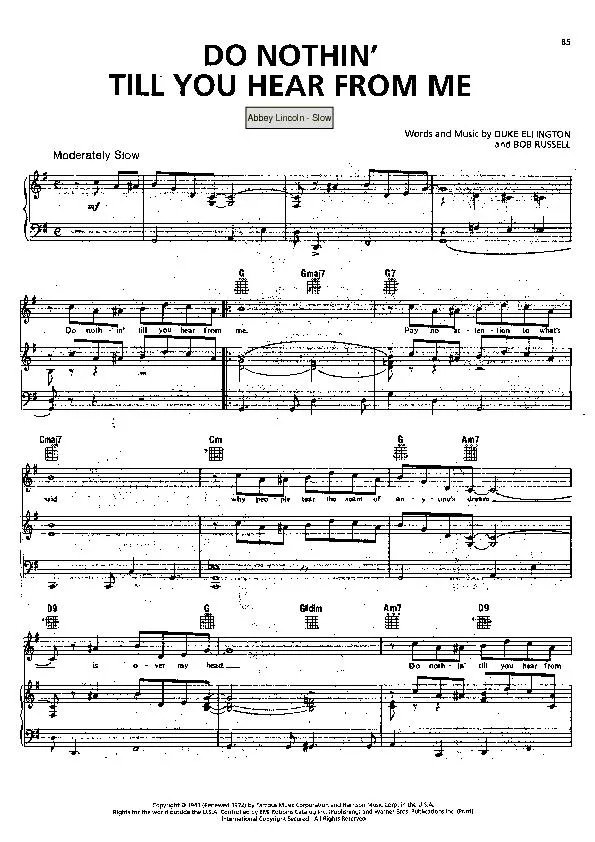 télécharger la partition d'accordéon Do nothin' till you hear from me (Chant : Abbey Lincoln) (Slow) au format PDF
