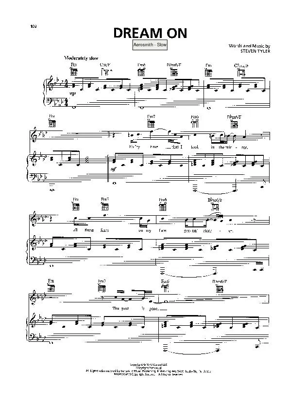 télécharger la partition d'accordéon Dream on (Interprètes : Aerosmith) (Slow) au format PDF
