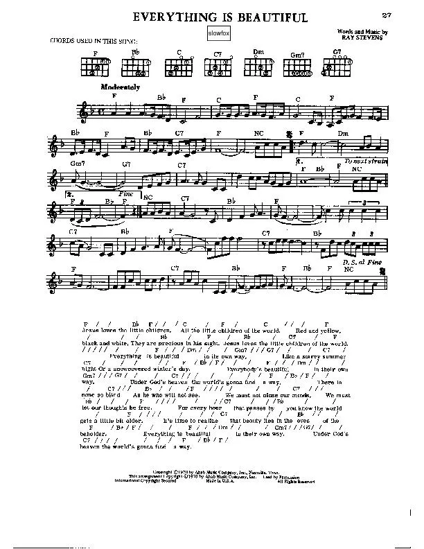 télécharger la partition d'accordéon Everything is beautiful (Slow Fox-Trot) au format PDF