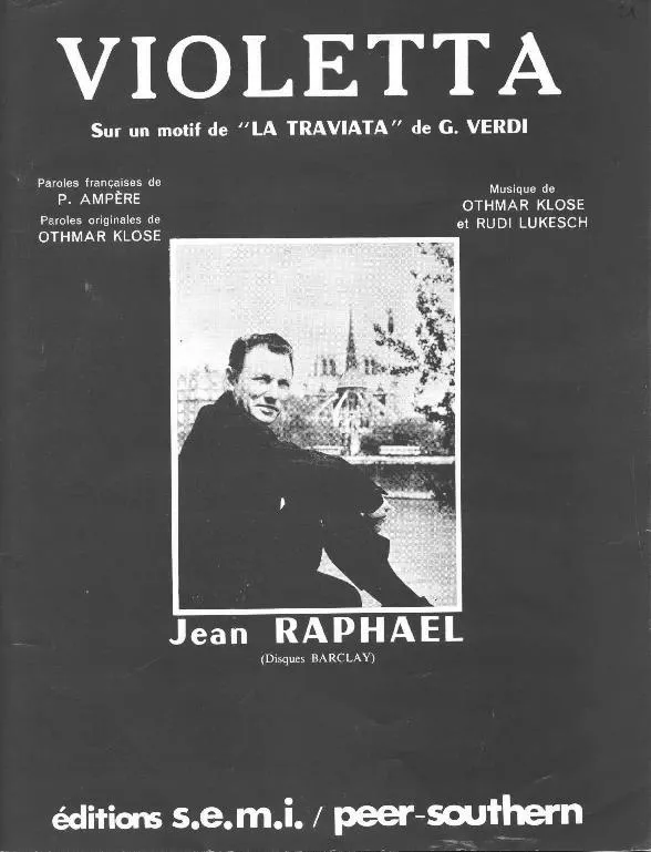 télécharger la partition d'accordéon Violetta (Sur un motif de La Traviata de Verdi) (Chant : Jean Raphael) (Tango Sérénade) au format PDF