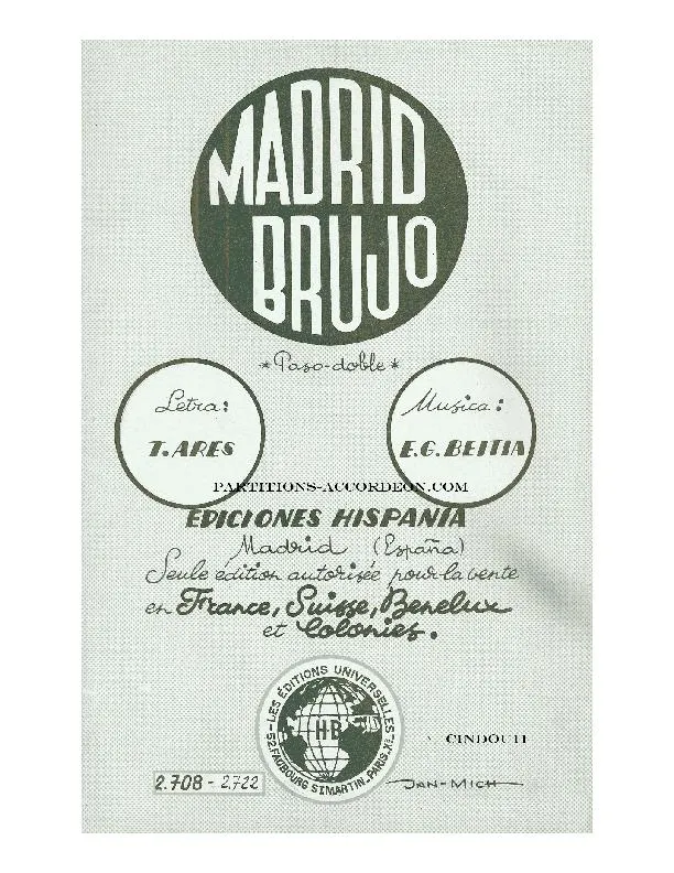 télécharger la partition d'accordéon Madrid Brujo (Orchestration Complète) (Paso Doble) au format PDF