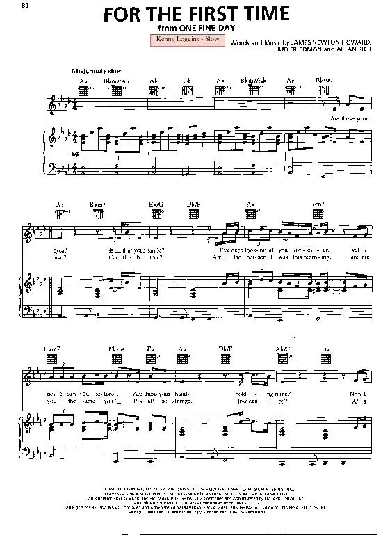 télécharger la partition d'accordéon For the first time (Du Film : One fine day) (Chant : Kenny Loggins) (Slow) au format PDF