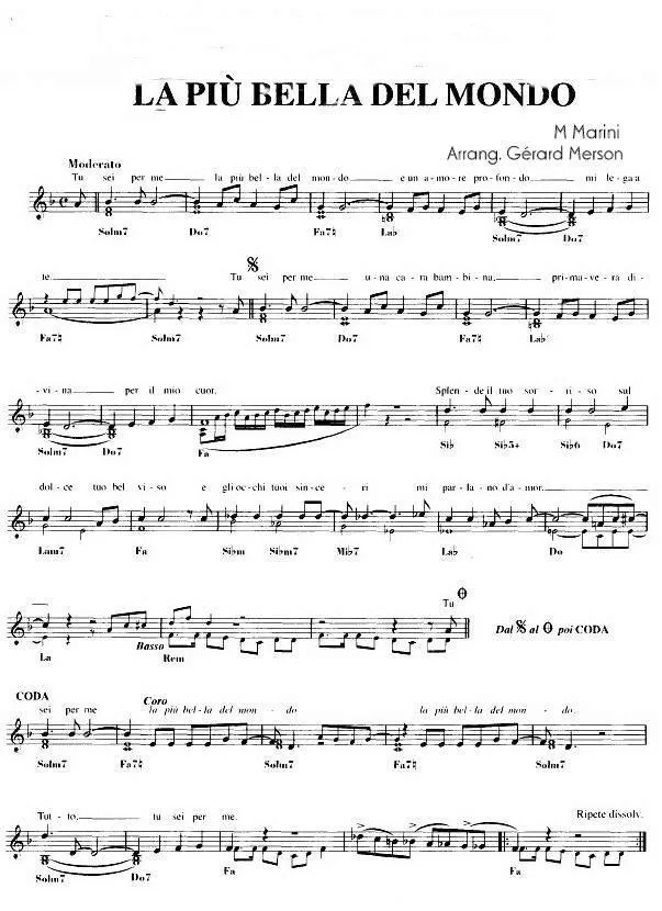 télécharger la partition d'accordéon La piu bella del mondo (Arrangement : Gérard Merson) au format PDF