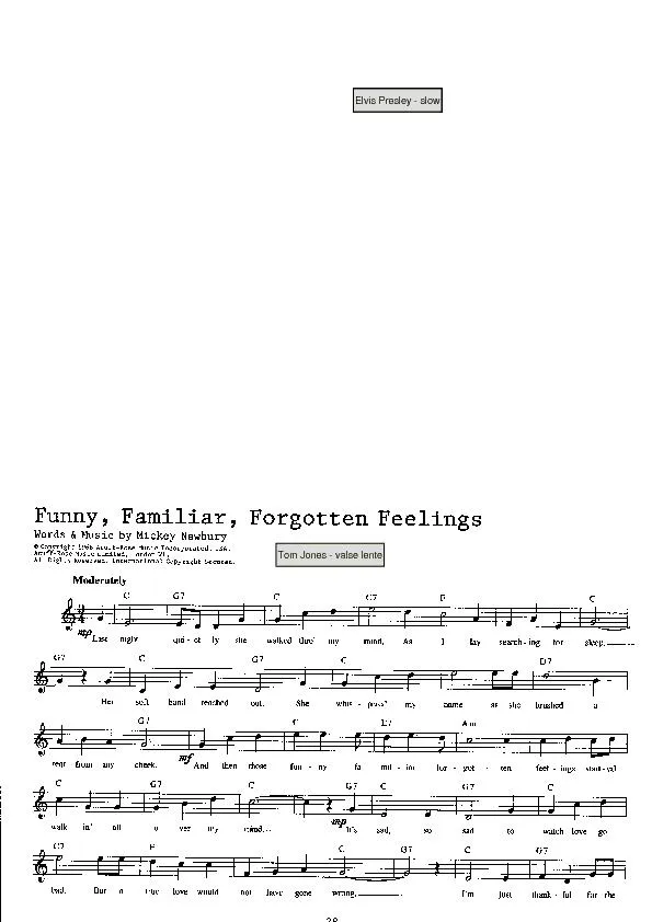 télécharger la partition d'accordéon Funny Familiar Forgotten feelings (Chant : Tom Jones) (Valse Lente) au format PDF