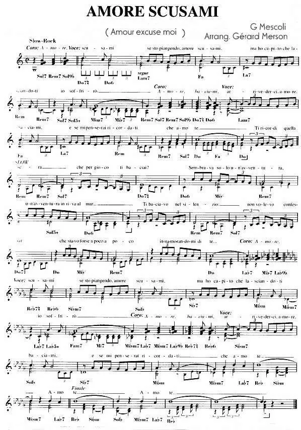 télécharger la partition d'accordéon Amore scusami (Amour excuse moi) (Arrangement : Gérard Merson) (Slow Rock) au format PDF