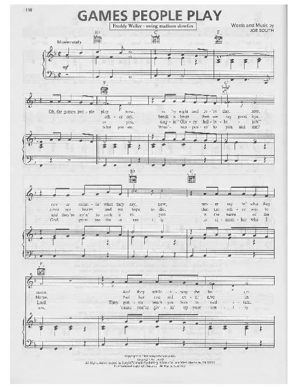 télécharger la partition d'accordéon Games people play (Chant : Freddy Weller) (Swing Madison) au format PDF