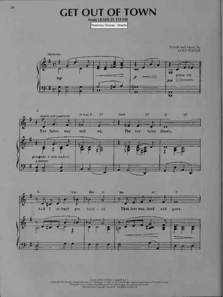 télécharger la partition d'accordéon Get out of town (Chant : Rosemary Clooney) (Slow Fox-Trot) au format PDF