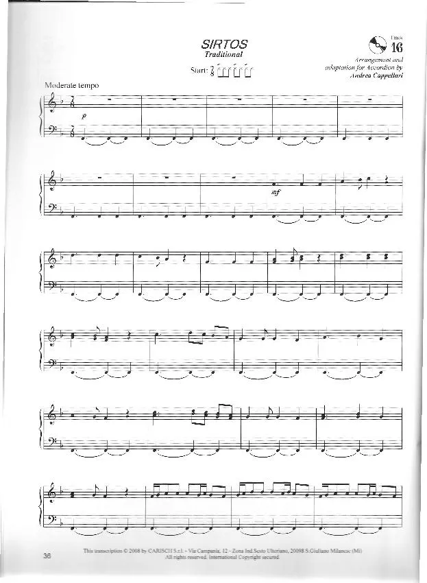 télécharger la partition d'accordéon Sirtos (Arrangement pour accordéon de Andrea Cappellari) (Danse Traditionnelle Grecque) au format PDF