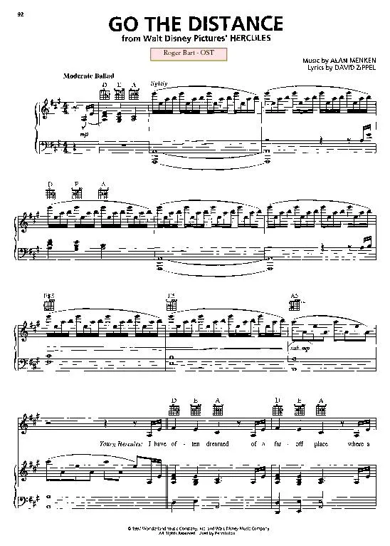 télécharger la partition d'accordéon Go the distance (Du Film : Hercules) (Chant : Roger Bart) (Slow) au format PDF